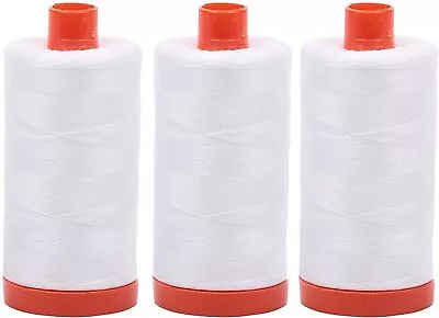 3-PACK - Aurifil 50WT - Natural White Solid - Mako Cotton Thread - 1422Yds E... • $36.49