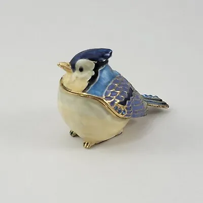 Small Blue Jay Bird Trinket Box. Hand Made With Swarovski Crystals & Enamel • $39.95