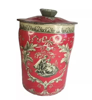 Vintage George Horner Tin Made In England Red & Gold Victorian Couple • $8