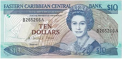 East Caribbean 10 Dollars Issued 1985 P23a2 Uncirculated UNC • £120