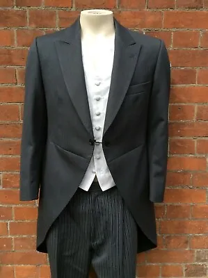 Mens Grey Herringbone Tailcoat Morning Evening Wedding Jacket • $49.67