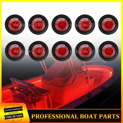 10x 3/4 Round Red LED Marine Boat Interior Courtesy Lights Deck Starboard Light • $11.97