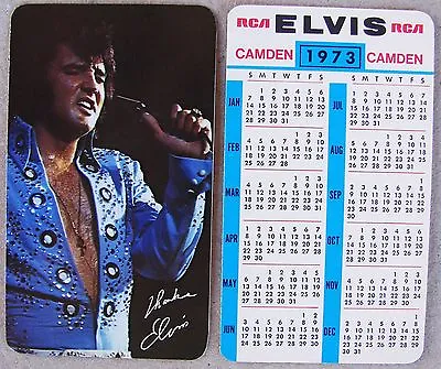 MINT Elvis Presley 1973 Wallet Size Calendar Card Orig RCA Promo FREE SHIPPING • $13.24