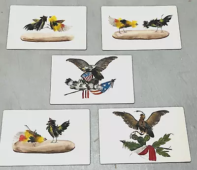 5 Mexican Folk Art Cards Feather Fabric Painting Roosters Eagle Flags • $39.95