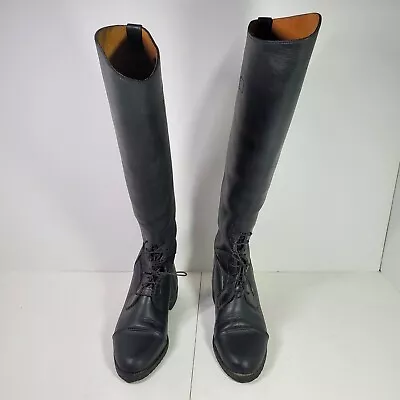 Vtg Womens Black Equestrian English Riding Tall Boots Size 5.5 W USA Essex • $79.74