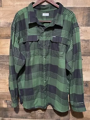 Columbia 3X Green Plaid Mens Button Front Flannel • $33.25