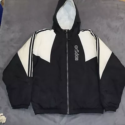 Vintage Adidas Black And White Full Zip Puffer Jakcet Size Xl • $10
