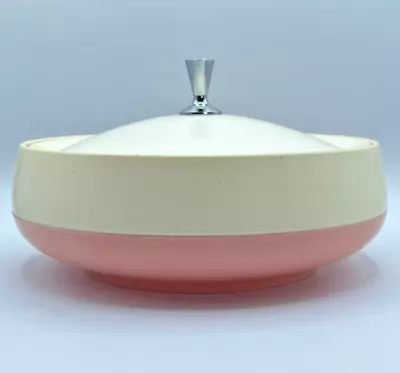 $24.99 • Buy Vintage MCM Atomic Pink Bopp Decker Plastic Vacron Covered Serving Dish Bowl USA