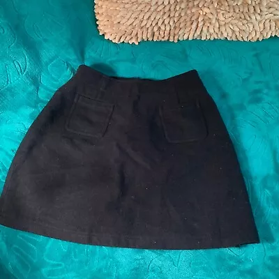 Vintage Black Eddie Bauer Wool Mini Skirt With Accent Pockets Size 6 Petite • $25