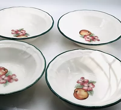 Noritake Cereal 7”Soup Bowl Epoch Market Day Fruit Pattern Peach Flower LOT Of 4 • $20