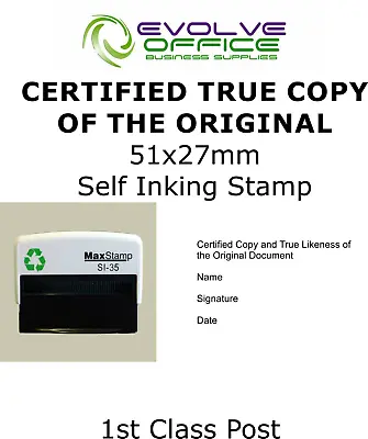 CERTIFIED TRUE COPY OF THE ORIGINAL Self Inking Rubber Stamp 51x27 Legal Lawyer • £32.65