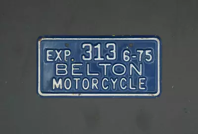 1975 BELTON Missouri MOTORCYCLE License Plate Small Tag # 313 • $29.99
