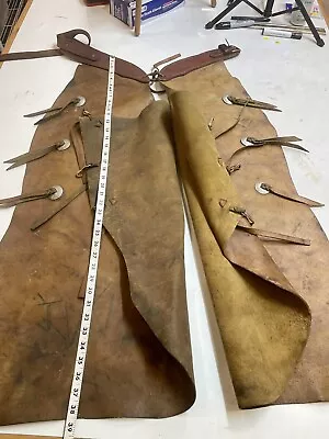 Vintage 1900s Western Brown Leather Chaps • $800