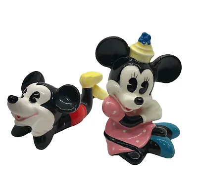 Mickey Mouse & Minnie Figurine 3.5  Made In Japan Walt Disney Production Disney • $22.49