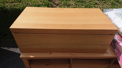 Light Oak Wooden Chest Trunk Storage Sliding Box • £50