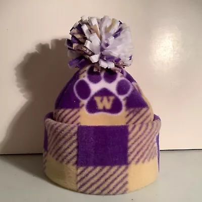 HUSKIES Unisex BABY HAT HANDCRAFTED Newborn BEANIE CAP FLEECE NCAA Purple Husky • $20