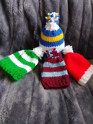 Hand Knitted Egg Cosy/cosies - 2 (Two Number) Football Bobble Hats • £3.80