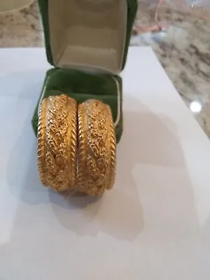Vintage Escada Gold Tone Textured Clip Earrings • $20