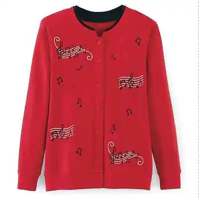 C&K Designs Music Notes Fleece Cardigan Jacket New! Size 3X • $30