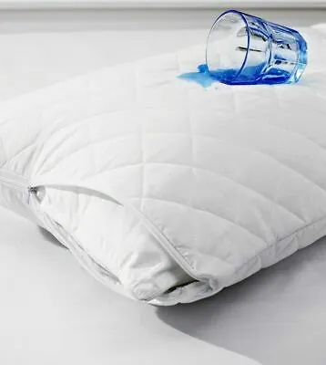 £7.99 • Buy Zipped Quilted Pillow Protectors Antibacterial Soft Pillowcase Covers Pair Pack