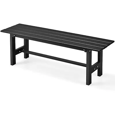 Outdoor HDPE Bench W/ Metal Frame 47  X 14  X 16  For Garden Yard Black • $109.99