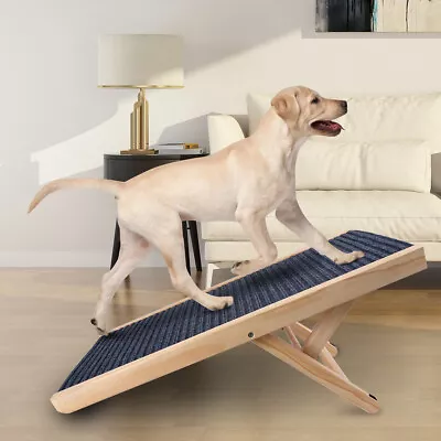 BONPET Foldable Dog Pet Ramp Adjustable Height Dogs Stairs For Bed Sofa Car 70CM • $39.99