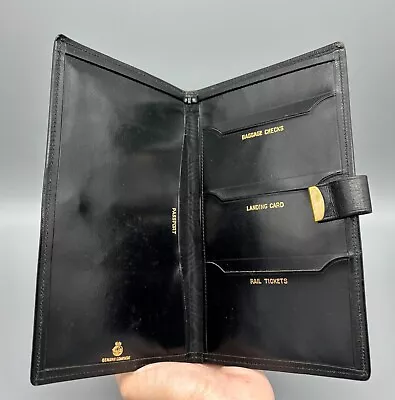 VINTAGE~ ELCO  Black Genuine Cowhide Leather Passport Holder Organizer ~  Nice ! • $29.99