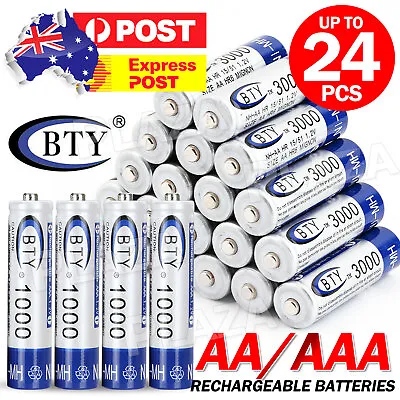 4~24x 3000mAh AA/1000mAh AAA Rechargeable Battery NI-MH 1.2V Recharge Batteries • $15.45