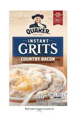 Breakfast Quaker Instant Grits Bacon  9.8 Oz  8  Full Boxes • £37.79