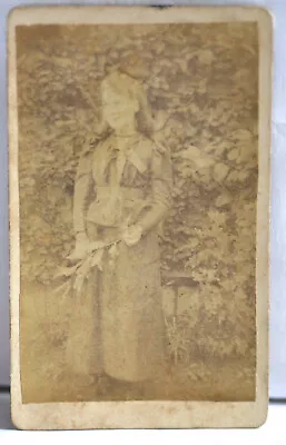 Outdoor Portrait Of A Victorian Lady  1 X CDV Card 1880-1900's • £1.80