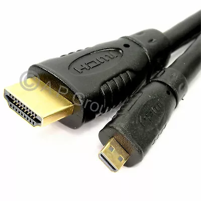 HDMI To Micro HDMI High Speed Cable Gold Plated Ethernet Channel 1m 2m 3m 5m • £4.69