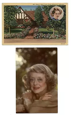LOT OF 2 Hollywood CA BETTE DAVIS Movie Star Home Portrait Unused Postcards • $8
