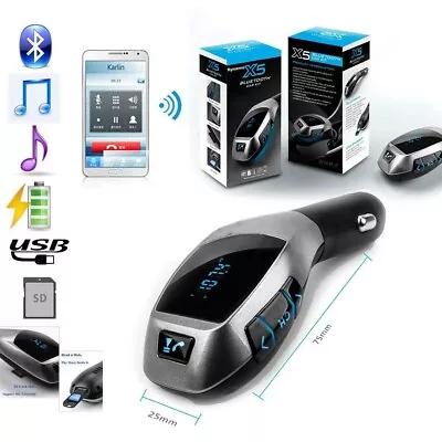 X5 Bluetooth Wireless Handsfree Car Kit MP3 Player FM Transmitter USB Charger • $13.99