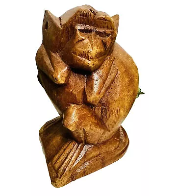 Vintage Hand Carved Teak Wood Monkey Sculpture Figurine “Hear No Evil”-Kikazaru • $13.79