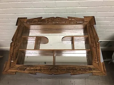 Vtg Carved Wood Mirrored Shadow Box Wall Shelf Display 30 X 21 3/4 X 4 1/4”  • $145