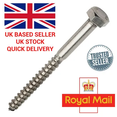 Coach Screws Wood Screw Timber Hex Steel A2 Stainless Metric M6 M8 M10 M12 • £2.43