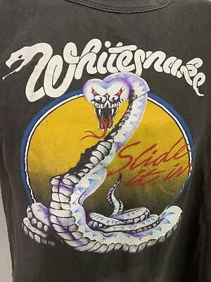 WHITESNAKE T-Shirt Large (fits Like Medium) Vintage 1980's SLIDE IT IN Tour USA • $175