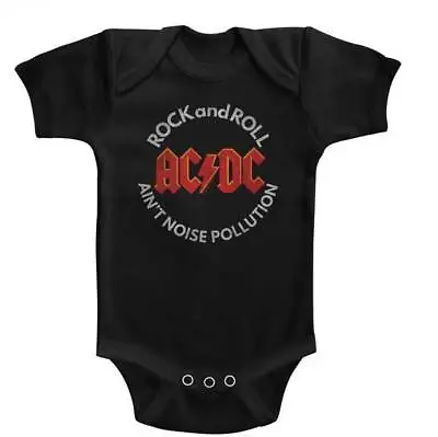 AC/DC Rock And Roll Ain't Noise Pollution Baby Romper Onezies 6-24 Month Metal • £23.25