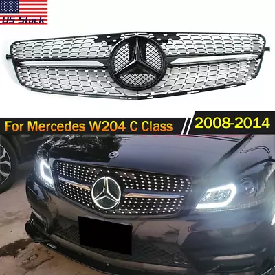 Black Front Upper Grill LED Star For Mercedes Benz C200 C250 C300 2008-14 Grille • $93.20