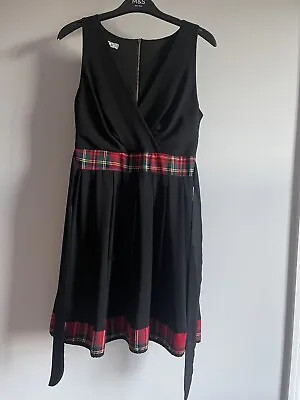 Wal G - Black Dress With Tartan Belt & Hem - WalG • £15