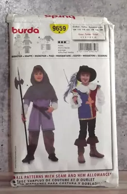 9659 Burda Sewing Pattern Cosplay Costume For Kids Medieval Musketeer Sizes 4-10 • $3.24