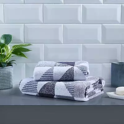 Fusion Bathroom Hendra 100% Cotton Bath And Hand Towels In Monochrome • £8.95