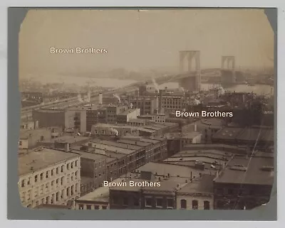 Vintage 1890s NYC Beautiful Early View Brooklyn Bridge Mounted Albumen Photo #1 • $23.50