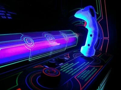 $57.99 • Buy TRON Arcade Game JOYSTICK Handle Blacklight Reflective Shells MIDWAY BALLY NEW!