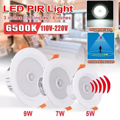 Round PIR Sensor Motion LED Downlight Night Light Recessed Ceiling Spot Lamp • $19.17