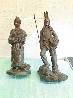 Pair Of Rosa Ceramic Native American Indian Statues -  Collectable  Ornament  • £25