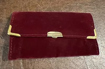 Vintage Velvet Cardow Of St. Thomas Jewelry Roll Bag Travel Case  Maroon Zipper • $15