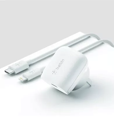 Belkin  USB-C Wall Charger 18W + USB-C To Lightning Cable (MFI-certified) #224 • $22.99