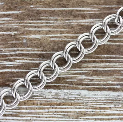 Vintage Double Sterling Silver 925 Chain Link Bracelet 8  Stack Southwest Retro • $23.80