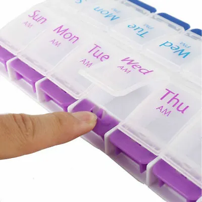 7 Day AM/PM Pill Organiser Box Medicine Tablet Dispenser Weekly Storage Case • £6.99